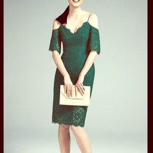 Bardot Lace Dress with Cold Shoulder